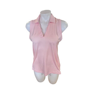 Women's Walter Hagen Pink Clubhouse Scallop Sleeveless Tank Top M